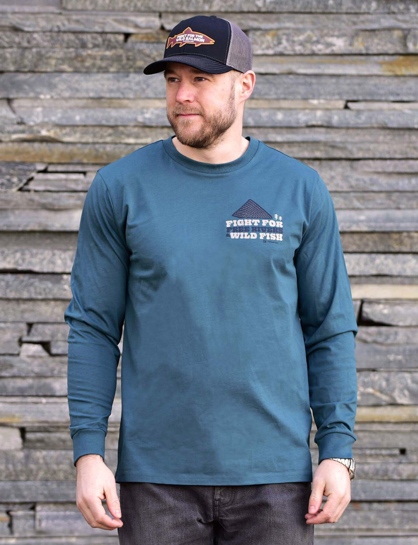 Froedin_Flies_Free_Rivers_Wild_Fish_Longsleeve_earth_blue_3 Frödin Free Rivers & Wild Fish Long Sleeve T-Shirt earth blue