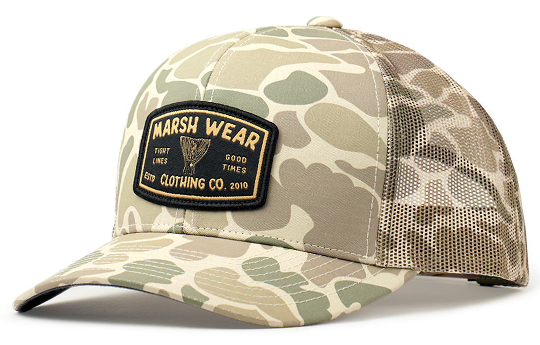 Marsh Wear Tight Lines Trucker Cap Khaki Mallard Camo