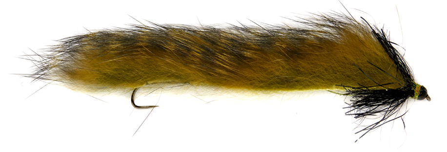 P-24174_Fulling_MIll_Snake_Bead_HEad_Barbless_Olive Fulling Mill Streamer - Snake Bead Head Olive Barbless