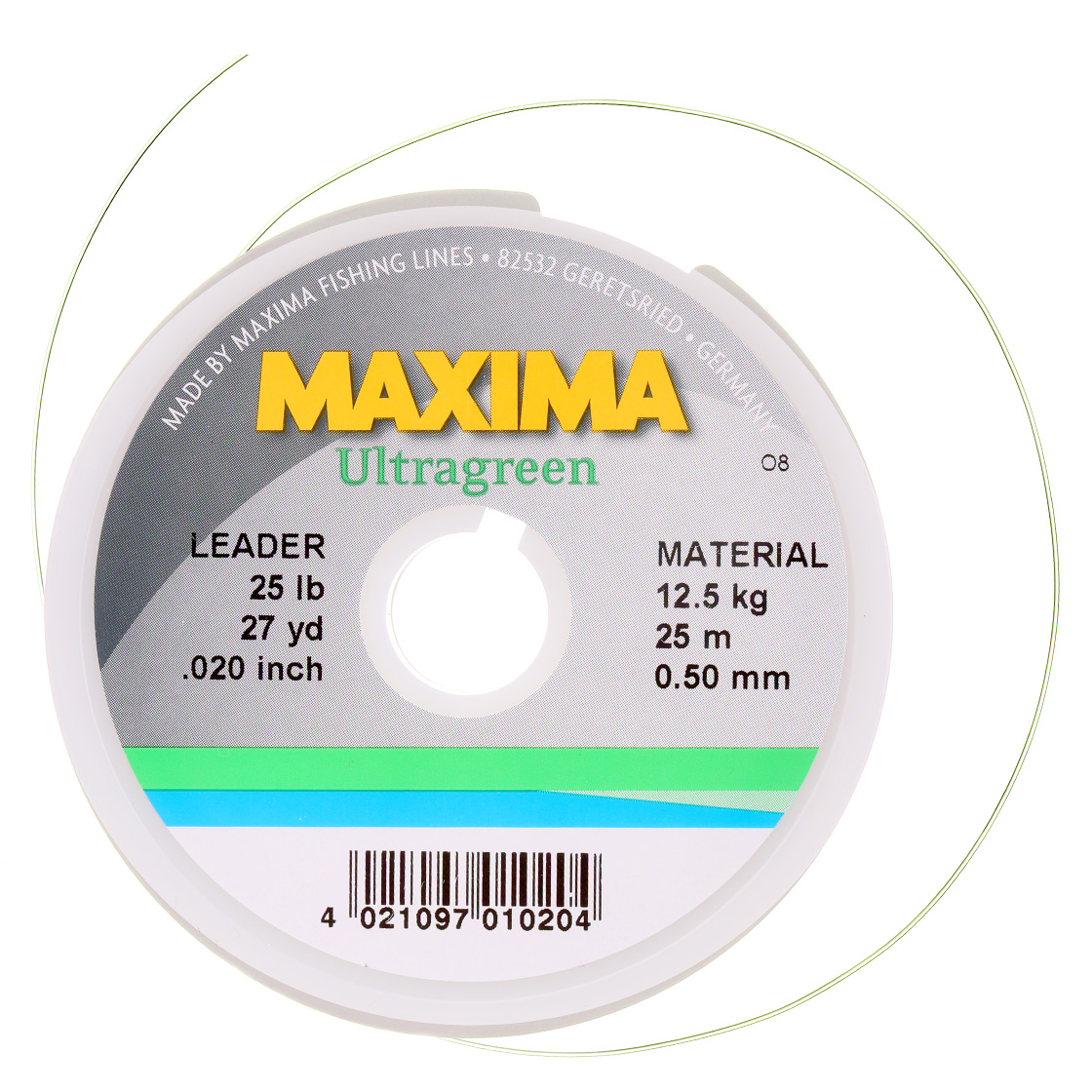 Maxima Mono Tippet 25 m auf Spule Ultragreen