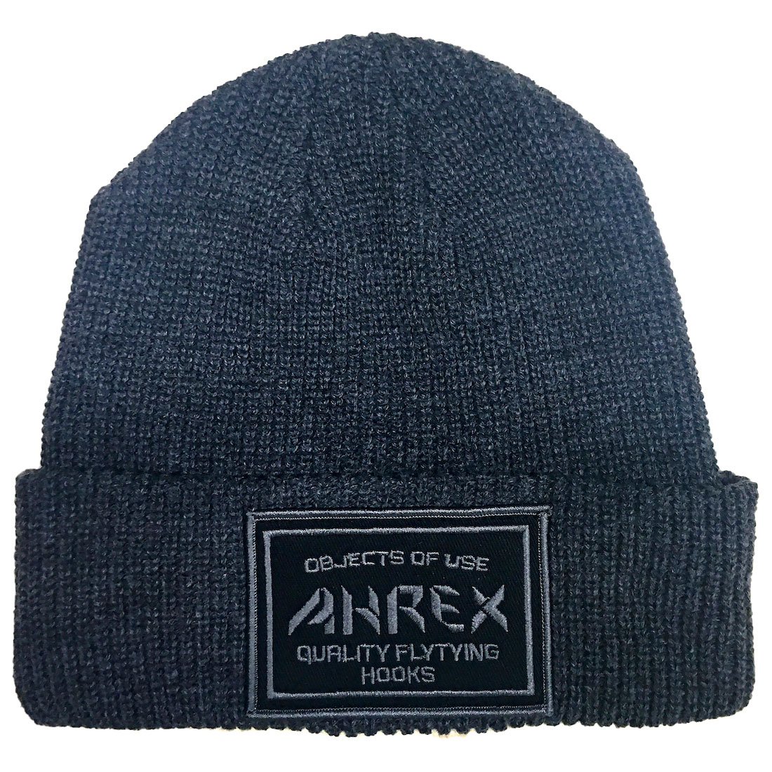 Ahrex Ribbed Knit Woven Patch Beanie Mütze dark grey