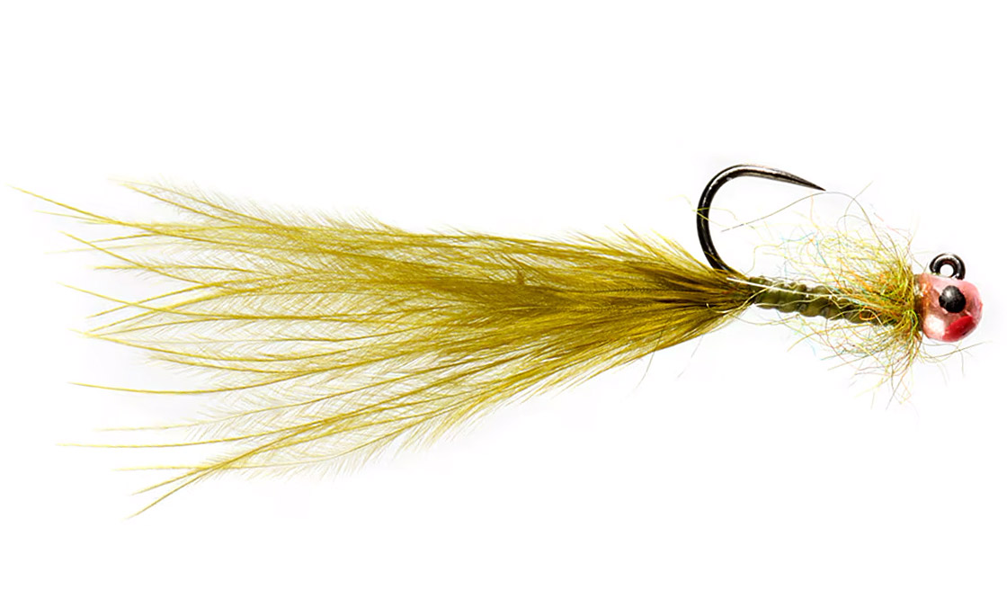 Fulling Mill Tactical Balanced Leech Micro Balanced Bung Damsel Olive #14 - 3mm Red Spot Barbless