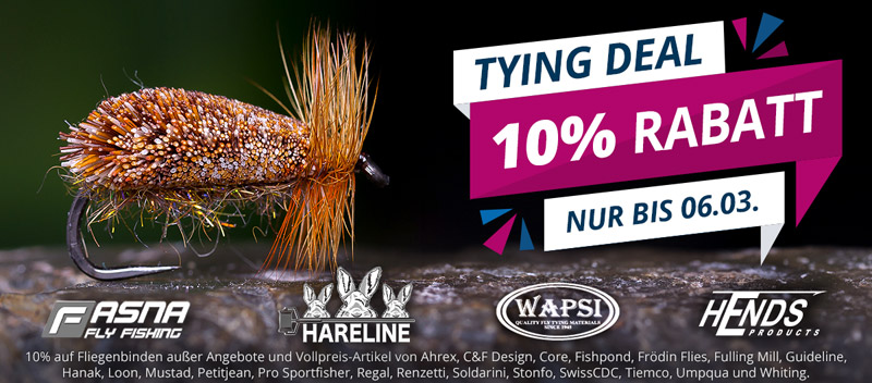 Tying Deal: 10% auf Fliegenbinden bis 6.3.