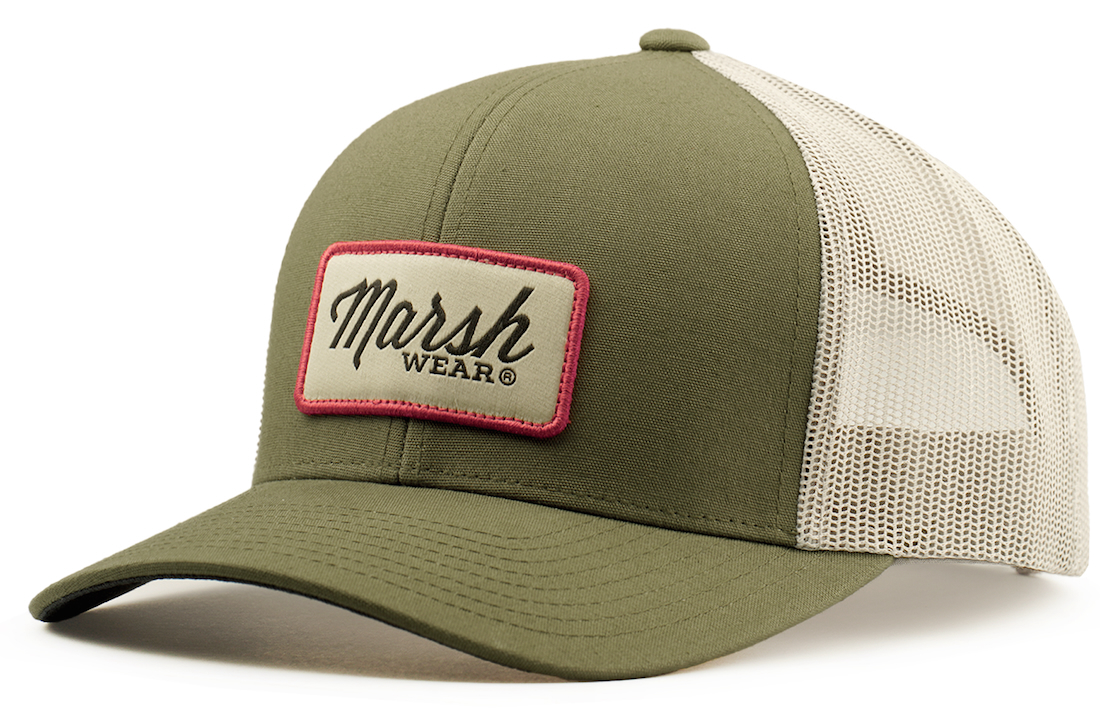 P-29386_Marsh_Wear_Script_Trucker_Kappe_olive_ Marsh Wear Script Trucker Cap Olive
