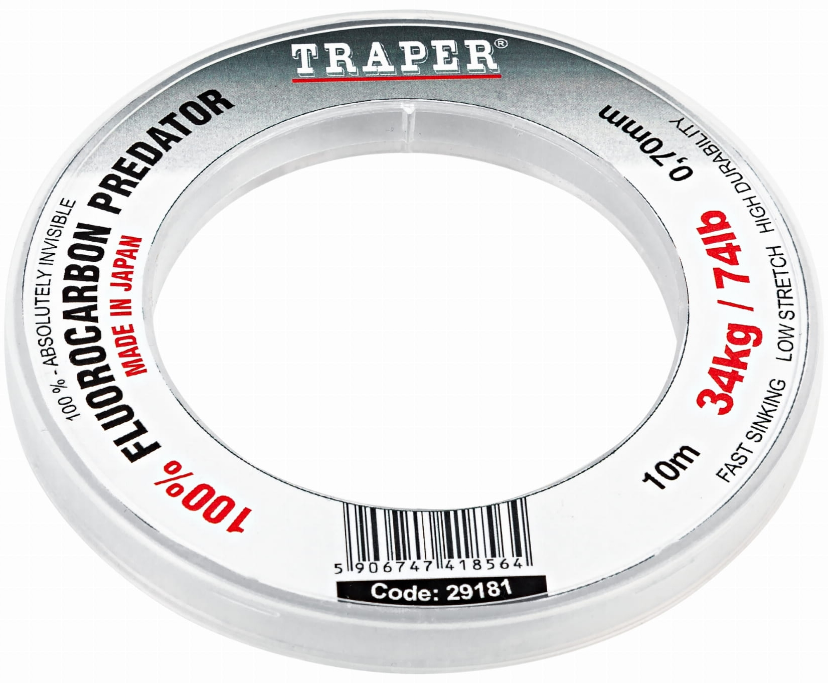 Traper 100% Fluorocarbon Predator 10m Spule