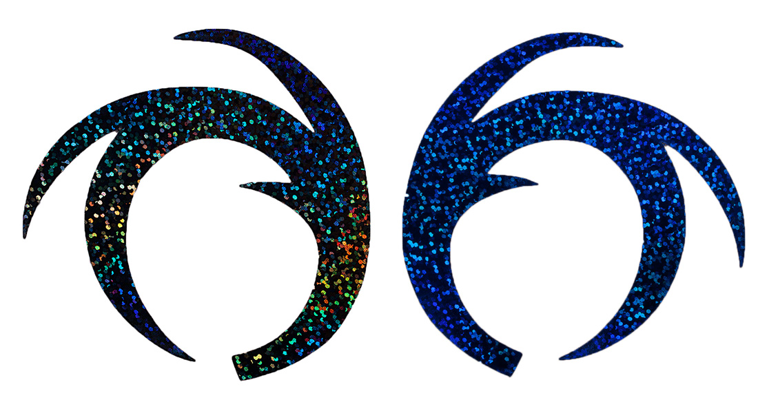 2 Seiten: holo schwarz/blau