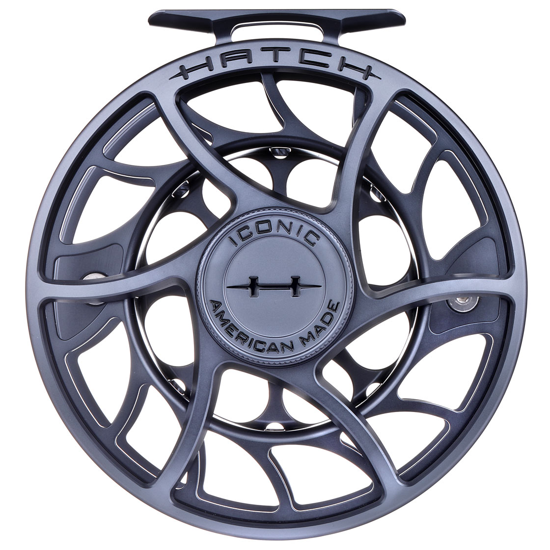 P-23101_Hatch-Iconic-Fly-Reel-Fliegenrolle-Large-Arbor-gray_black_front
