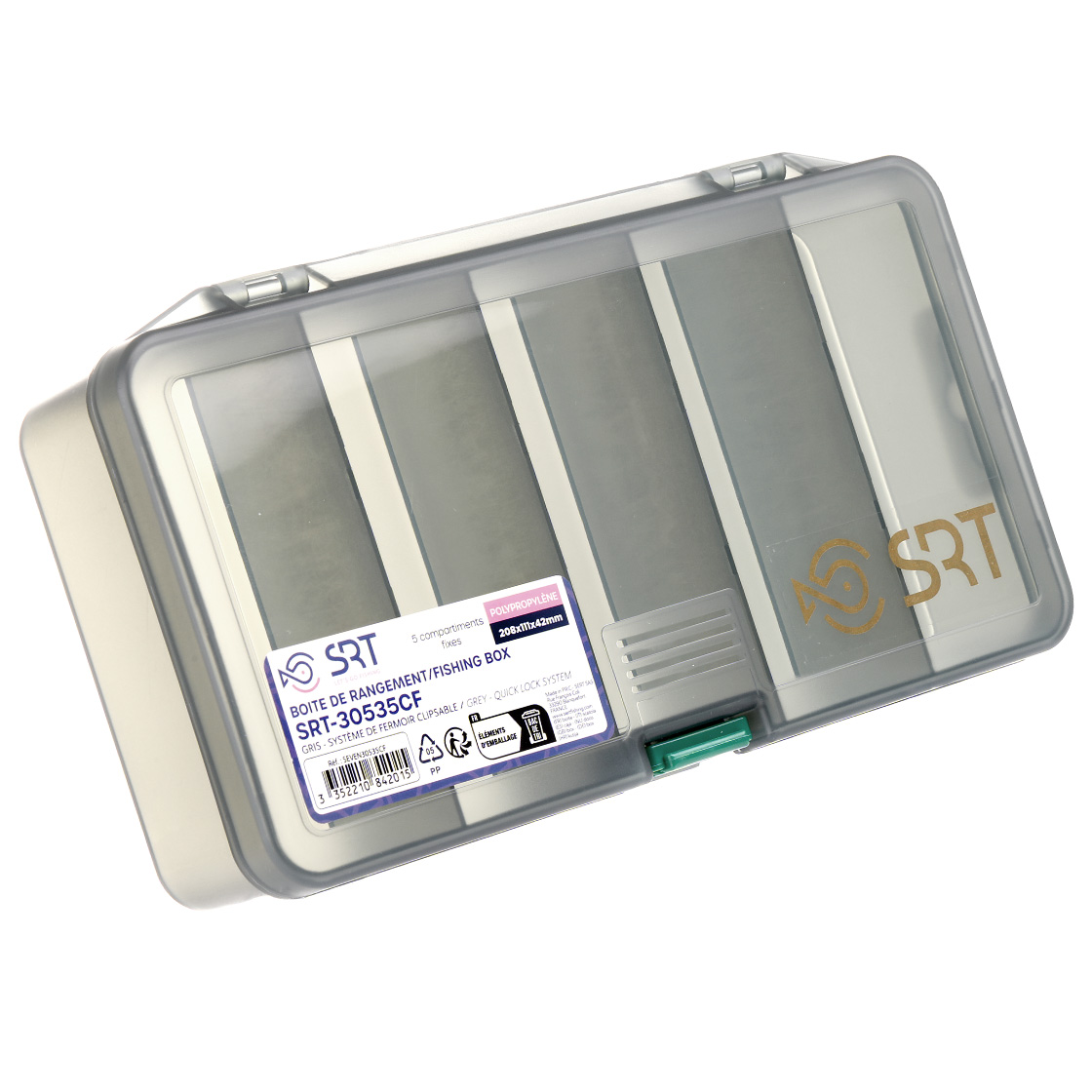 P-27517_Fliegenbox-5-Facher-20-8-x-11-1-x-4-2-cm_ Fliegenbox, Kunstköderbox und Kleinteilebox 5 Fächer 20,8 x 11,1 x 4,2 cm