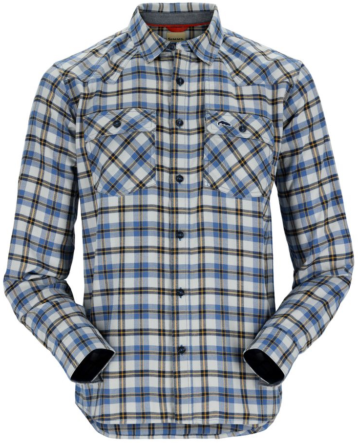 Simms Santee Flannel Shirt Hemd bayleaf/sunglow pane ombre