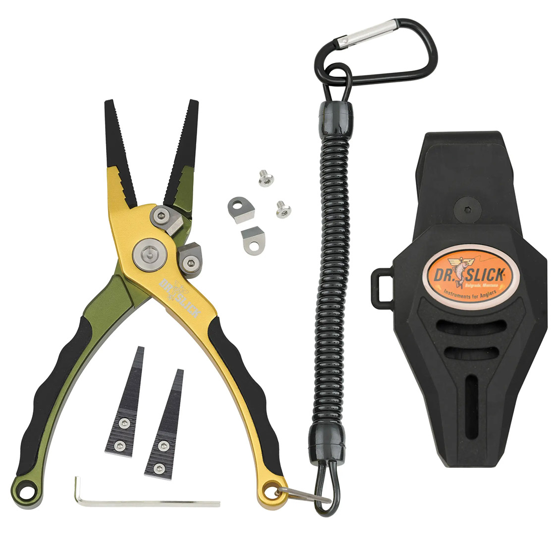 Dr. Slick Microburst Plier 5,75'' Alu Frame Tungsten Carbide Cutters Zange green & gold