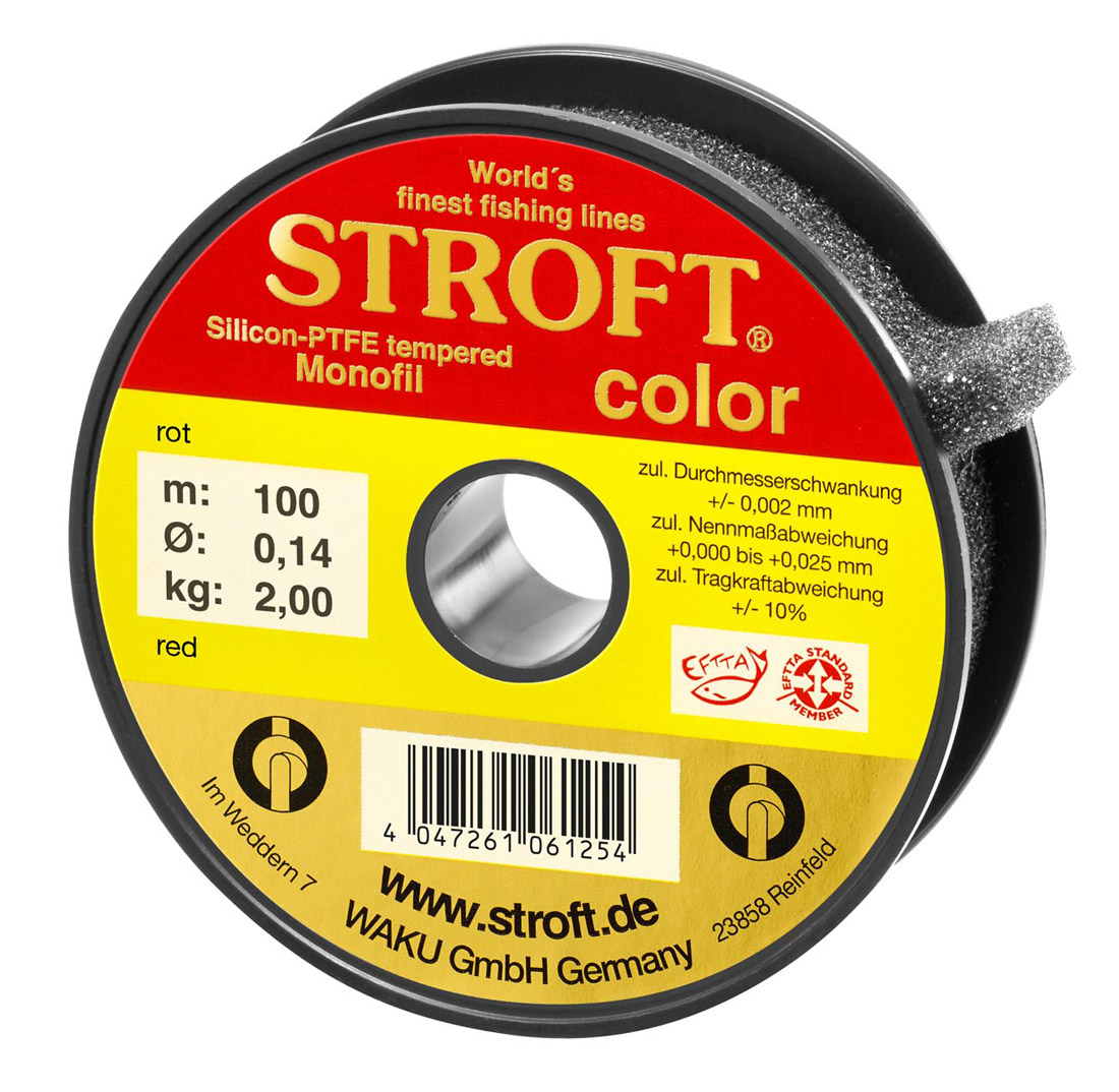 Stroft_Color_100m_Spule_rot_Titel Stroft Color Vorfachmaterial Indicator Line Sichthilfe 100m Spule rot