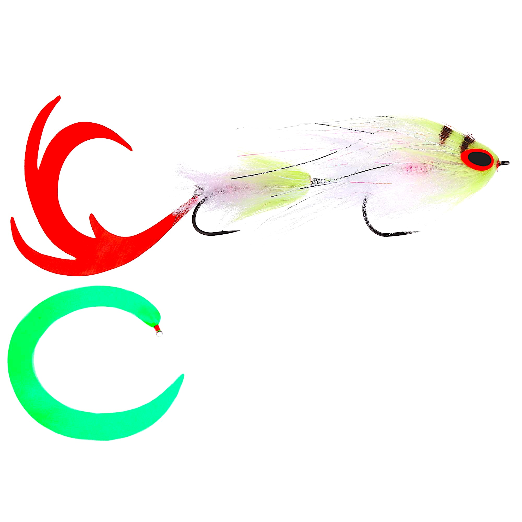 Pacchiarini Wiggle Tail Custom Pike Streamer white/yellow