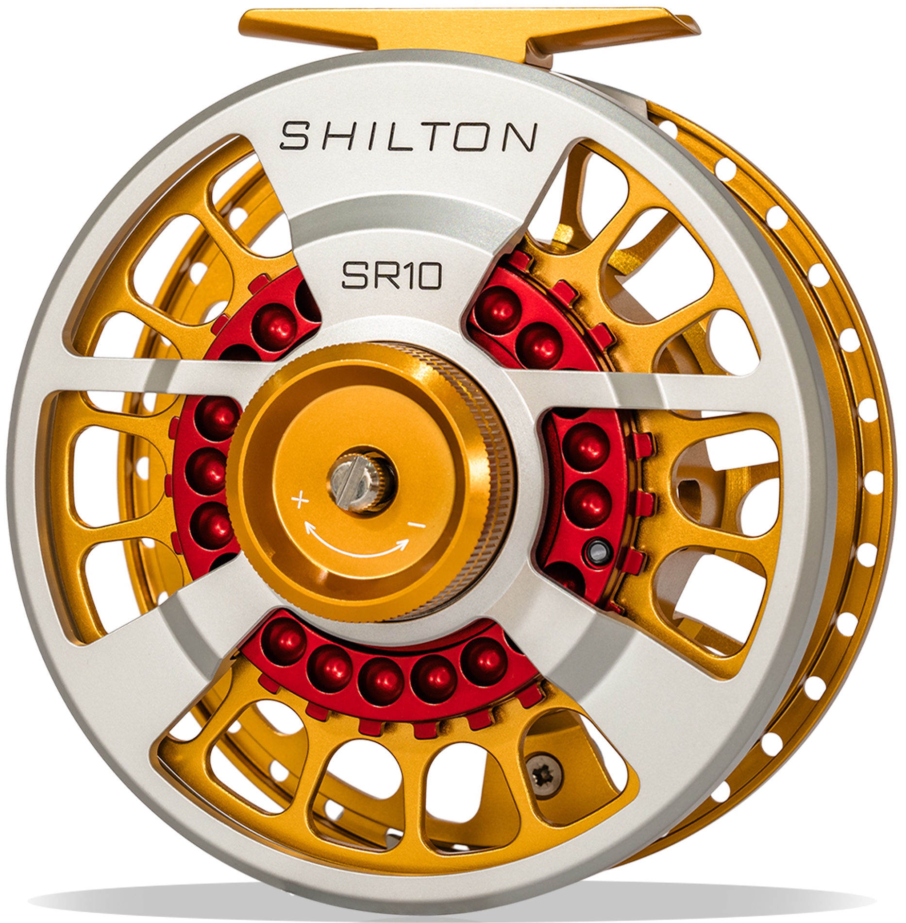 Shilton SR Series Custom Reel Titanium-Gold-Red Fliegenrolle