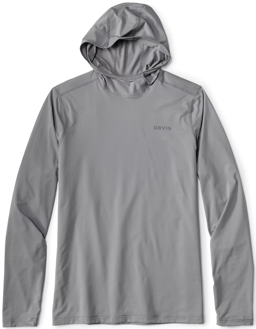 Orvis Sun Defense Printed Hoodie Sunshirt UPF 50+ Sonnenschutz Hemd titanium