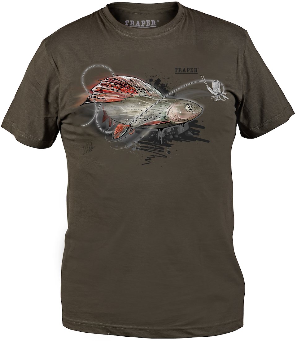 Traper Art T-Shirt Grayling Äsche dark khaki