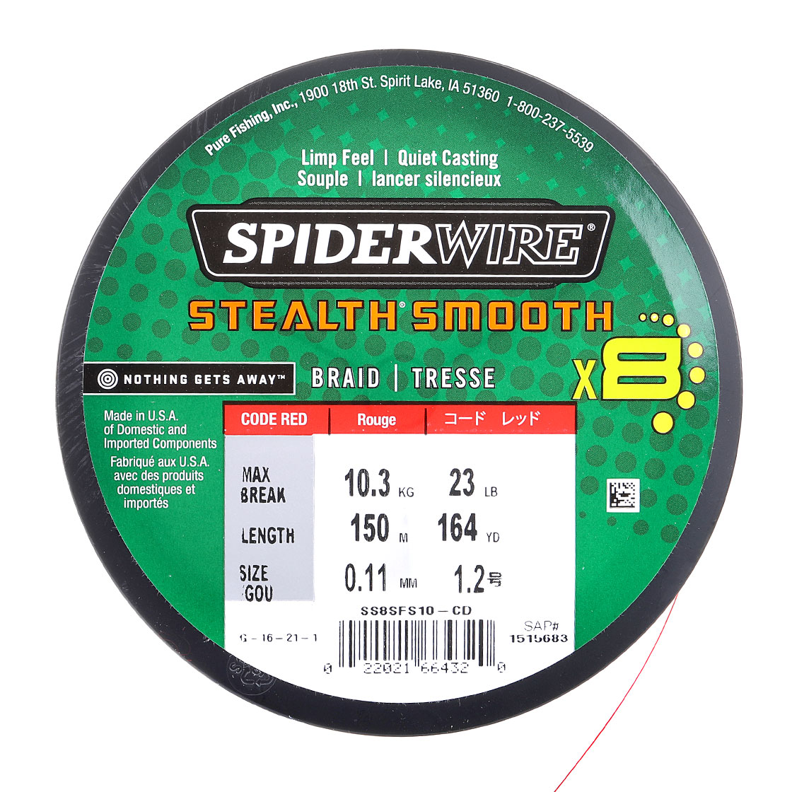 P-18949_spider-wire_stealth-smooth_detail SpiderWire Stealth Smooth X8 150 m code red 8 - Fach geflochtene Schnur