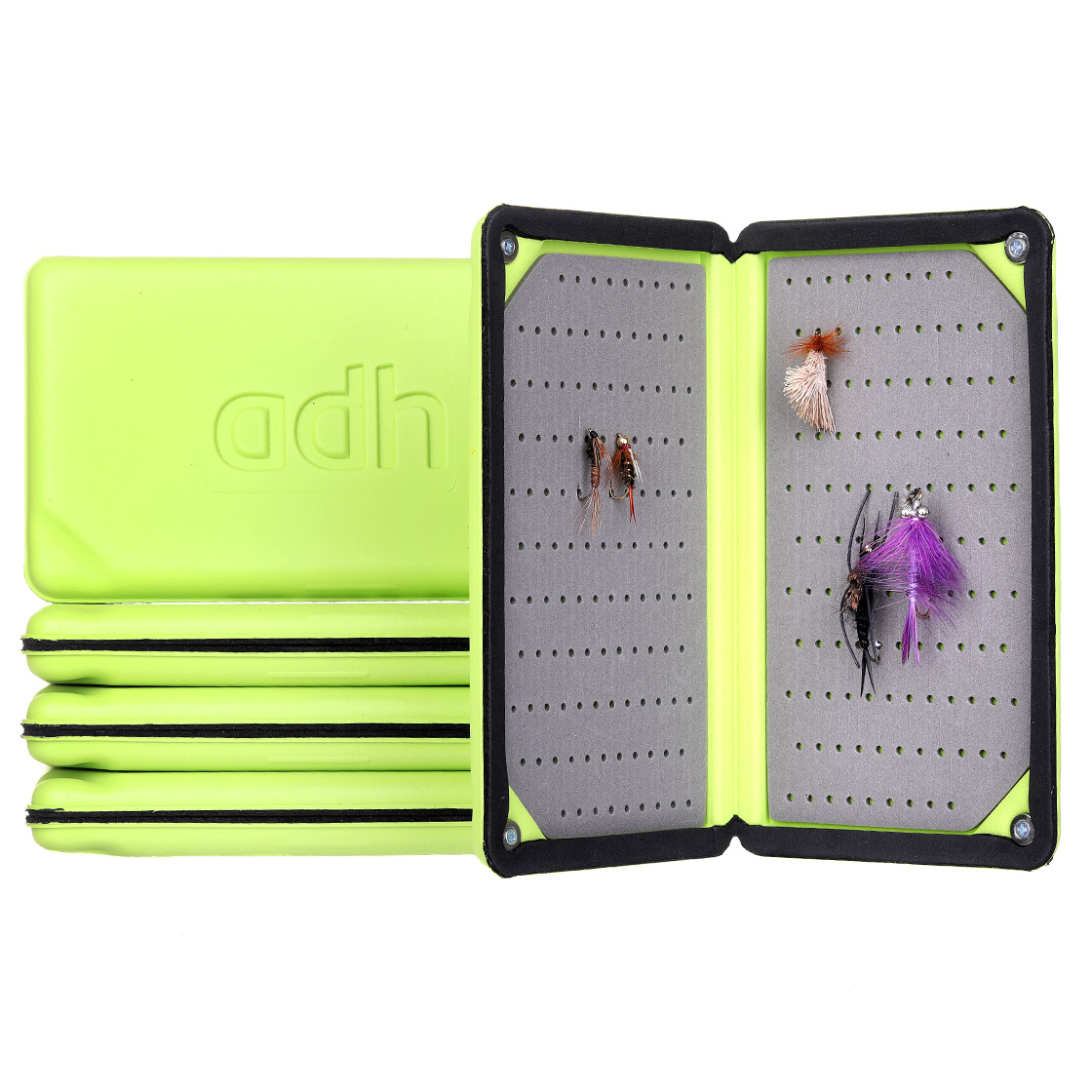 adh-fishing Foam Fly Box Fliegendose Nymph Ultralight Rainproof chartreuse