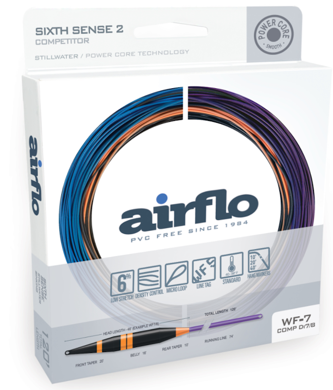 Airflo Sixth Sense 2 - Competitor - Long Belly Distance Stillwater Heavy Sink Fliegenschnur #78 Blac