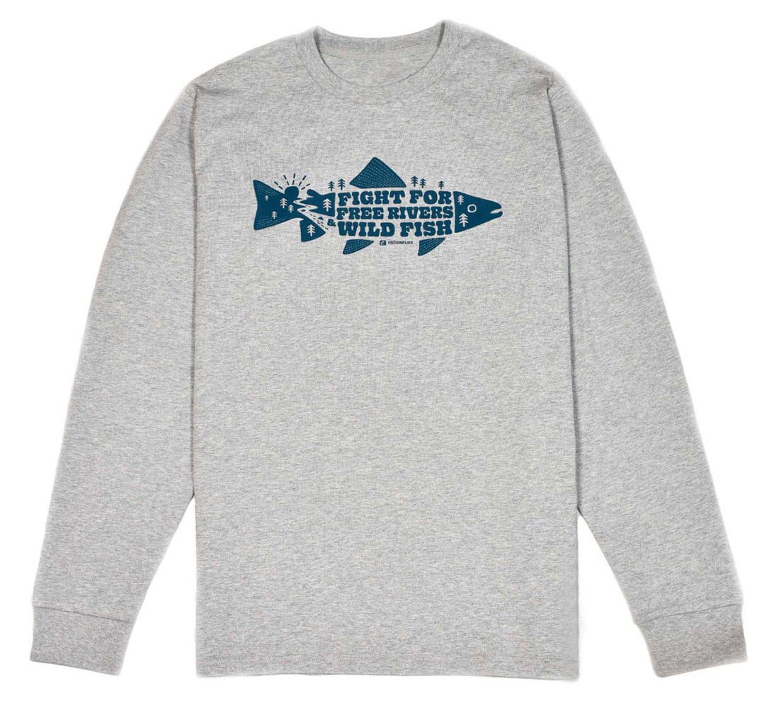 Frödin Free Rivers & Wild Fish Long Sleeve T-Shirt heather grey