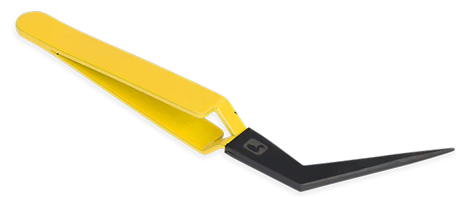 Loon Mini Curved  D-Loop Tweezer - Yellow - Pinzette - gebogen