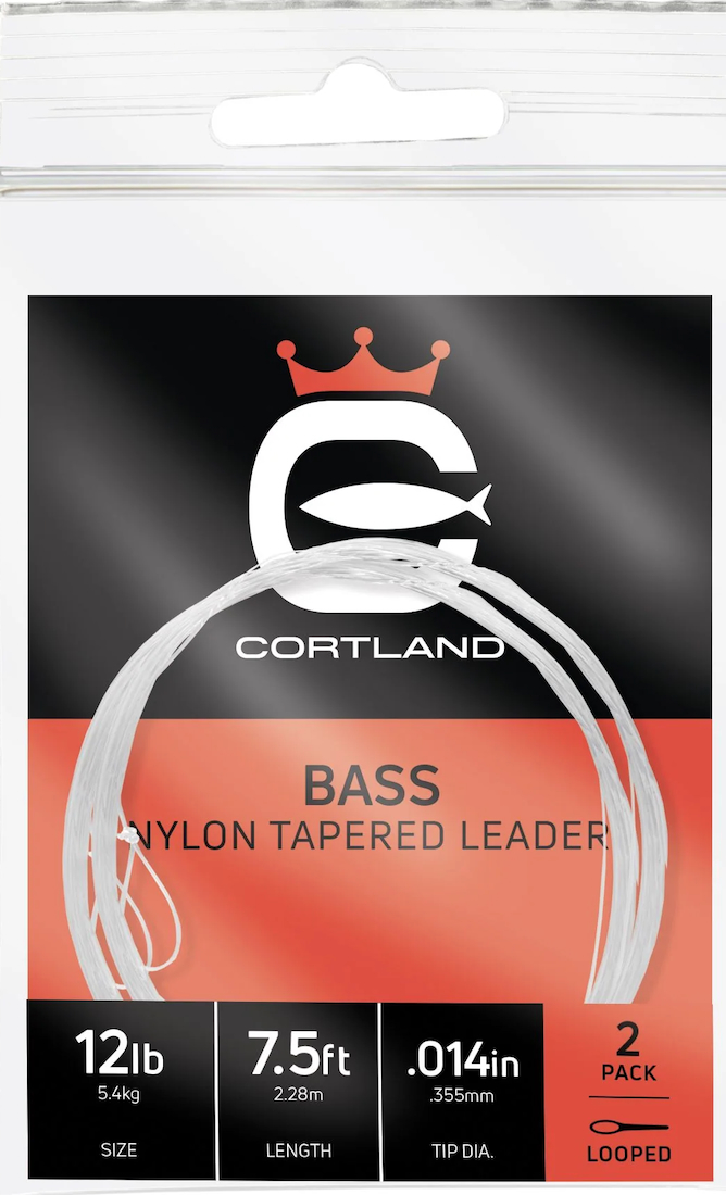 Cortland Bass Tapered Leader - 2 Pack - Clear 7,5 ft Pre-Looped Vorfach