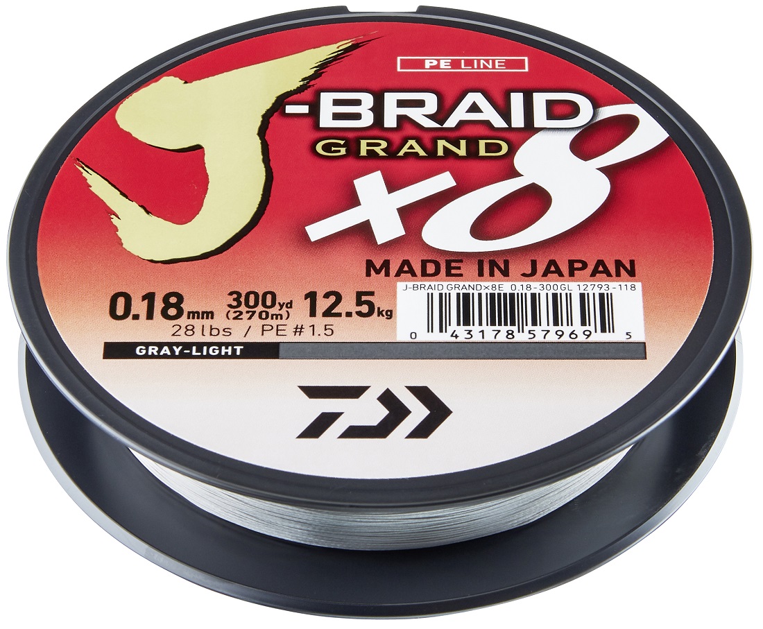 Daiwa J-Braid Grand X8E 270 m grey light 8 - Fach geflochtene Schnur