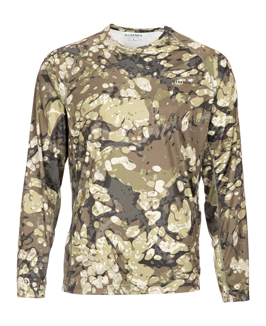 Simms Solarflex Crewneck Prints Langarmhemd riparian camo