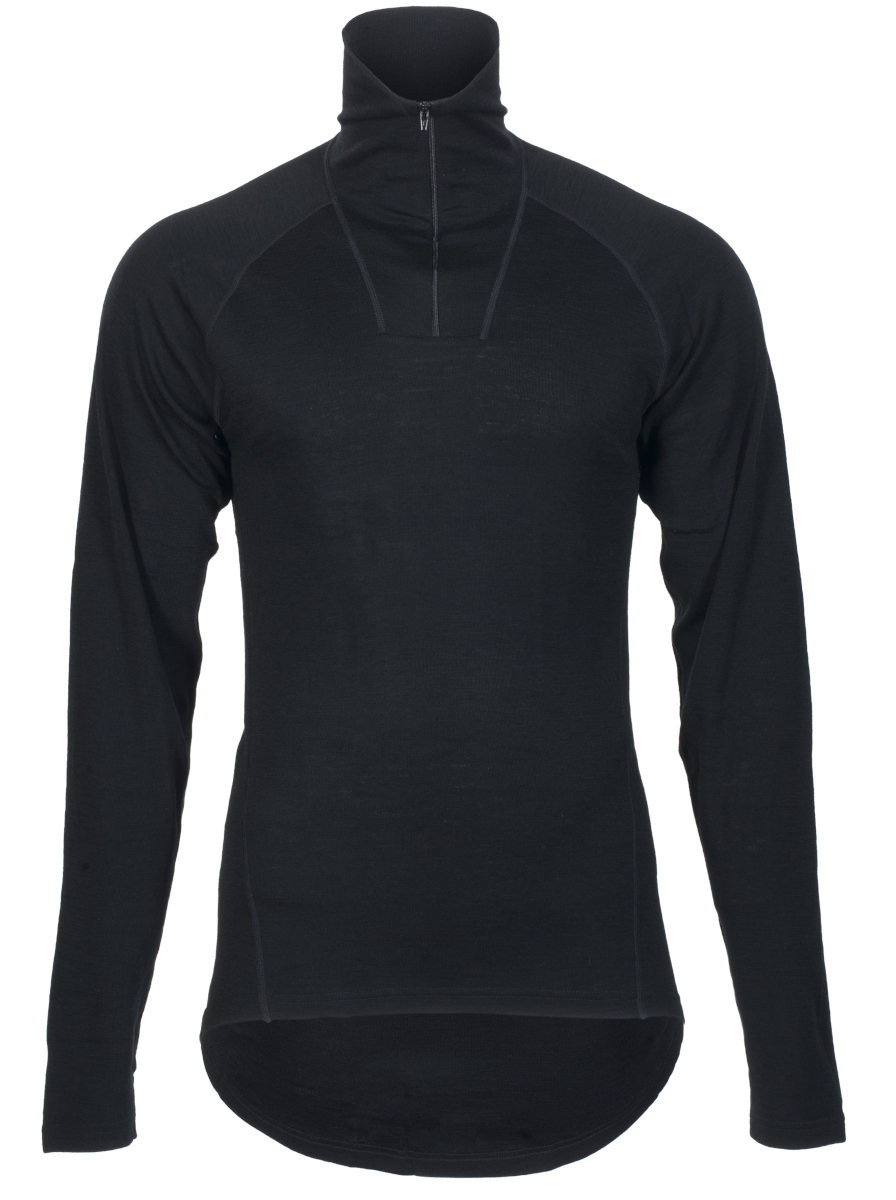 Bratens 100% Norway Merino Wool Sweater Half Zip Langarmshirt black