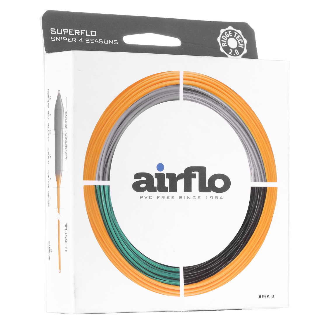 Airflo Ridge 2.0 Sniper 4 Season  Intermediate - Sink 3 Head Predator Fliegenschnur Green/Sunburst