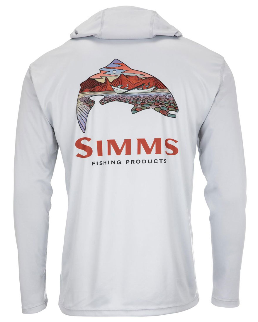 Simms Tech Hoody Langarmhemd Artist Series Trout Logo flame/sterling