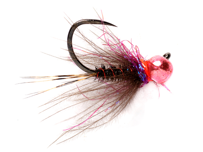 P-21105_FullingMill_Hot_Spot_Pink Fulling Mill Nymphe - CDC Hot Spot Pheasant Tail Jig Purple Barbless