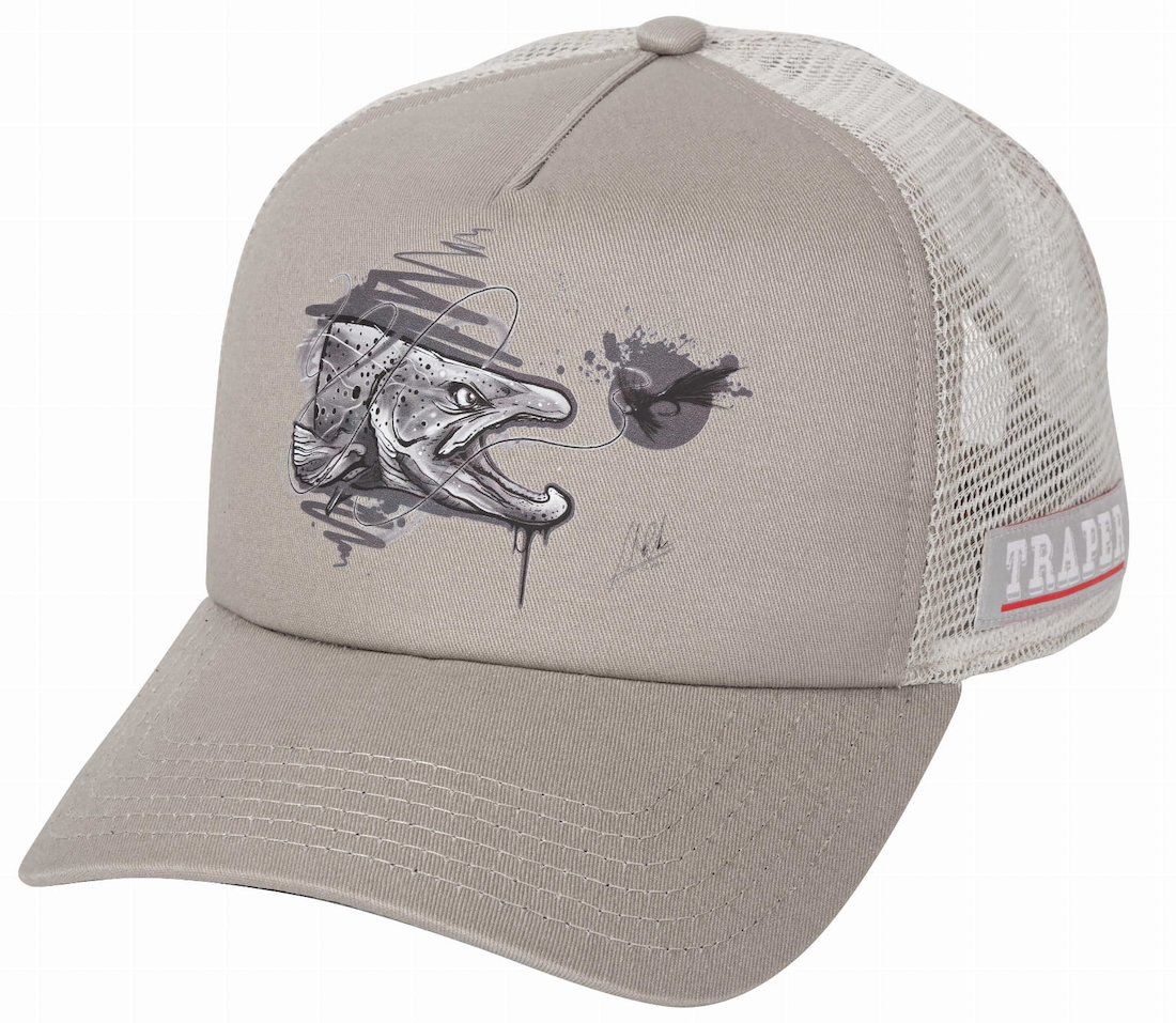 P-26522_Traper_Kappe_Trout_Grey_Art_Series_ Traper Art Cap Trout grey Hat Kappe