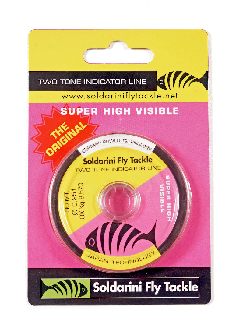Soldarini-Two-Tone-Indicator-Super-Visible Soldarini Fly Tackle Two Tone Indicator Line Super Visible Sichthilfe fluo pink/fluo gelb