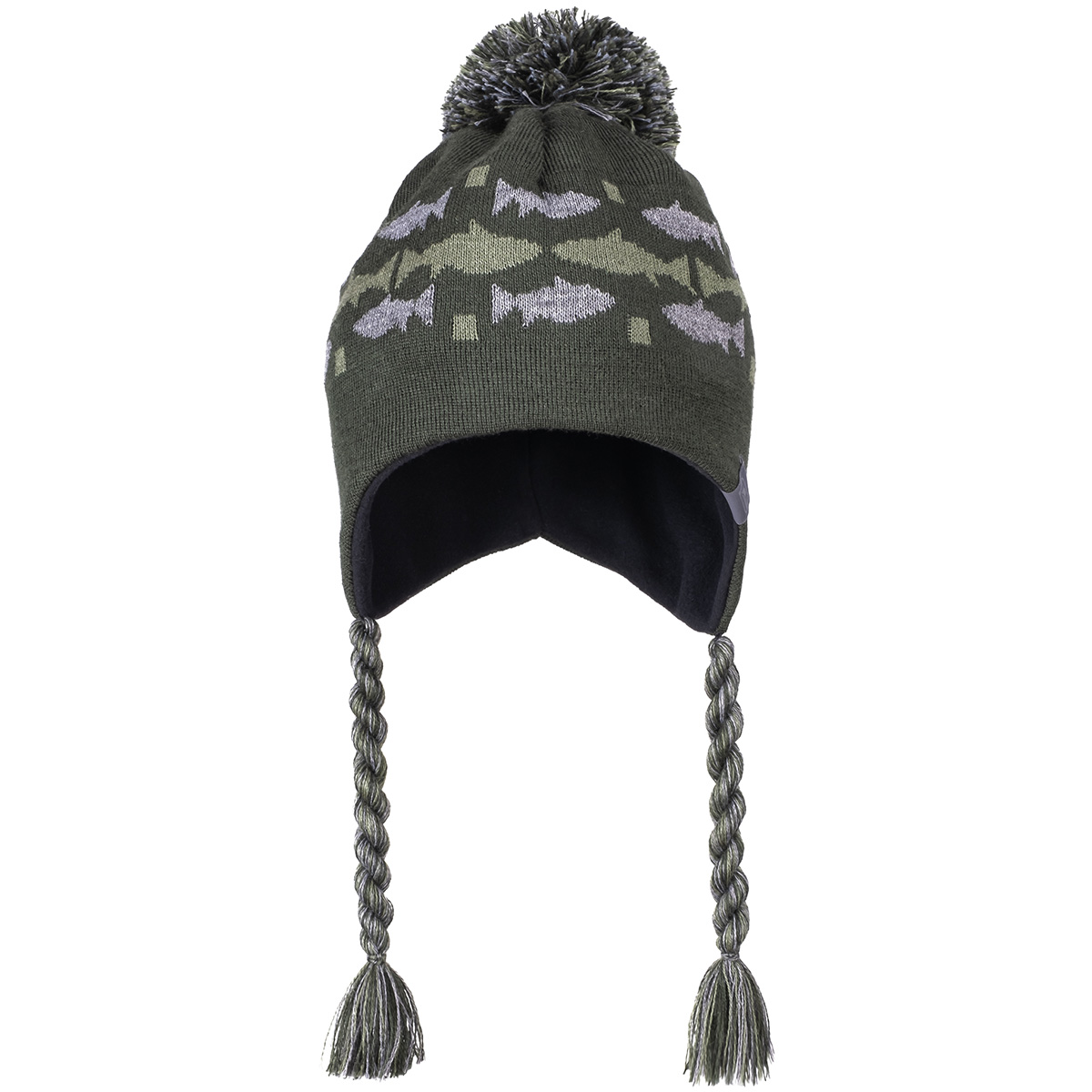 Loop-Nordic-Pom-Beanie-green-1 dark green / grey