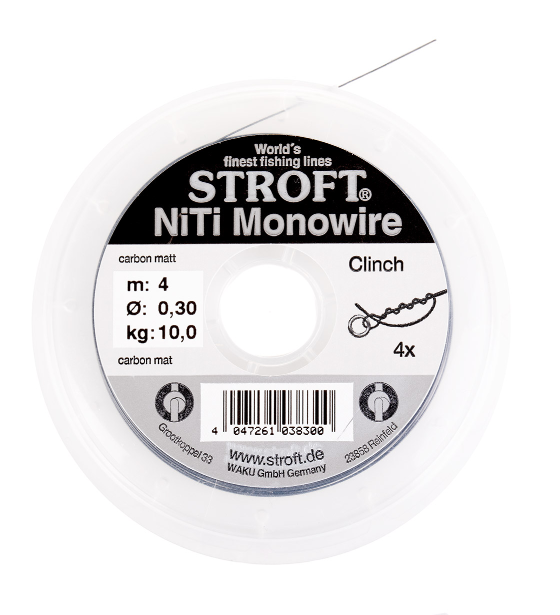 P-12152-Stroft-NiTi-Monowire-Knotbares-Nickel-Titan-Vorfach Stroft NiTi Monowire - Knotbares Nickel Titan Vorfach 4m Spule