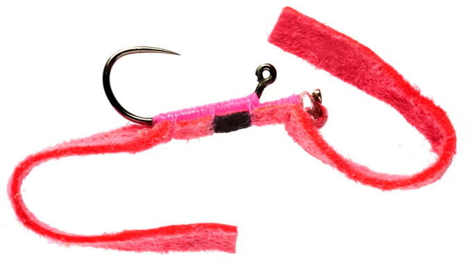 P-27949_Fulling_Mill_Balanced_Leech_Shammy_Red_Red_Spot_ Fulling Mill Balanced Leech Shammy Red Barbless 3.0mm Red Spot