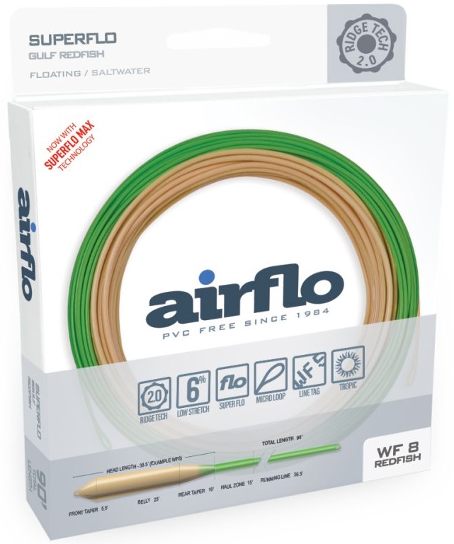 Airflo Ridge 2.0 Gulf Redfish Warm Saltwater Water Floating Power Core Fliegenschnur Tan/Green