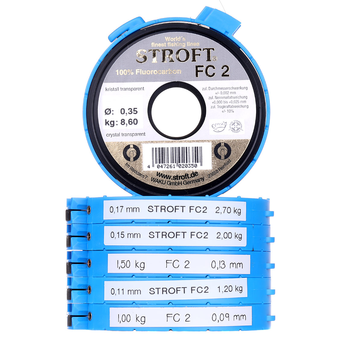 P-24088_Stroft-FC2-Fluorocarbon-Vorfachmaterial-25-m_Spule-inkl-Cutter-Ring_ Stroft FC2 Fluorocarbon Vorfachmaterial 25 m/Spule inkl. Cutter-Ring