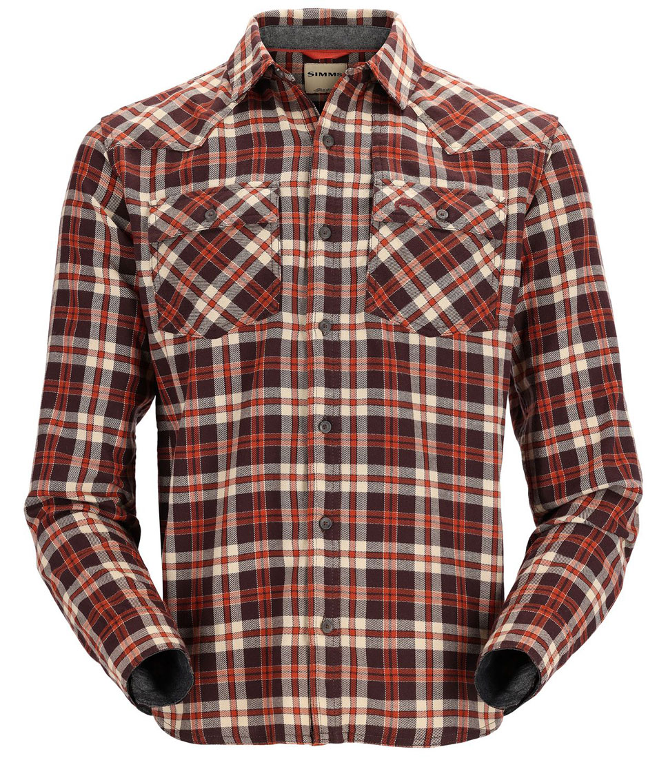 Simms_Santee_Flannel_Shirt_Hemd_maghoany_tan_camp_plaid_1 Simms Santee Flannel Shirt Hemd maghoany/tan camp plaid