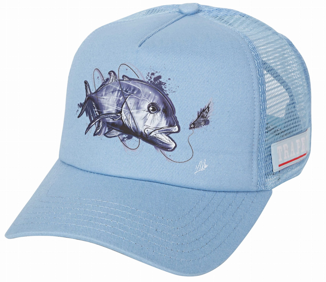 P-26524_Traper_art_Series_Kappe_GT_ Traper Art Cap GT Giant Travelly blue Hat Kappe