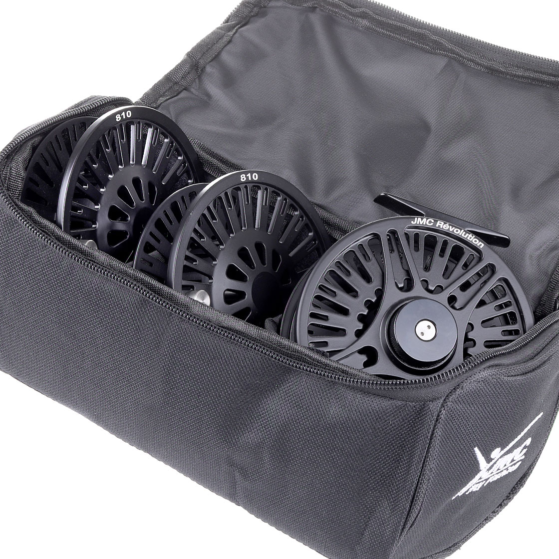 P-25671_JMC-Revolution-Fliegenrollen-Set-mit-2-Ersatzspulen-und-Tasche JMC Révolution Fliegenrollen Set mit 2 Ersatzspulen und Tasche