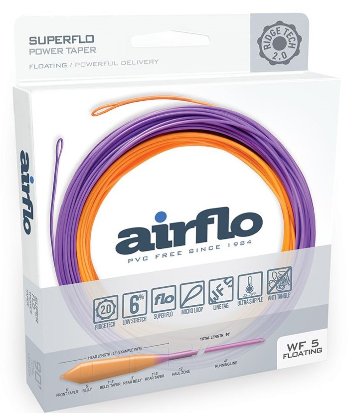 Airflo Ridge 2.0 Superflo Power Taper Trout Floating Fliegenschnur Sunburst/Purple