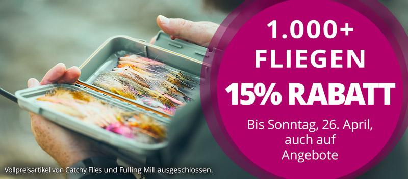 15% auf 1000+ Fliegen bis 26.4.