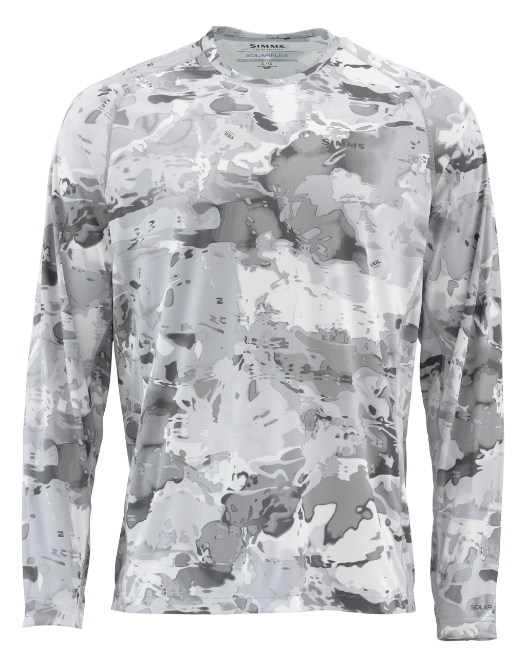 Simms Solarflex LS Crew Graphic Prints Langarmhemd cloud camo grey