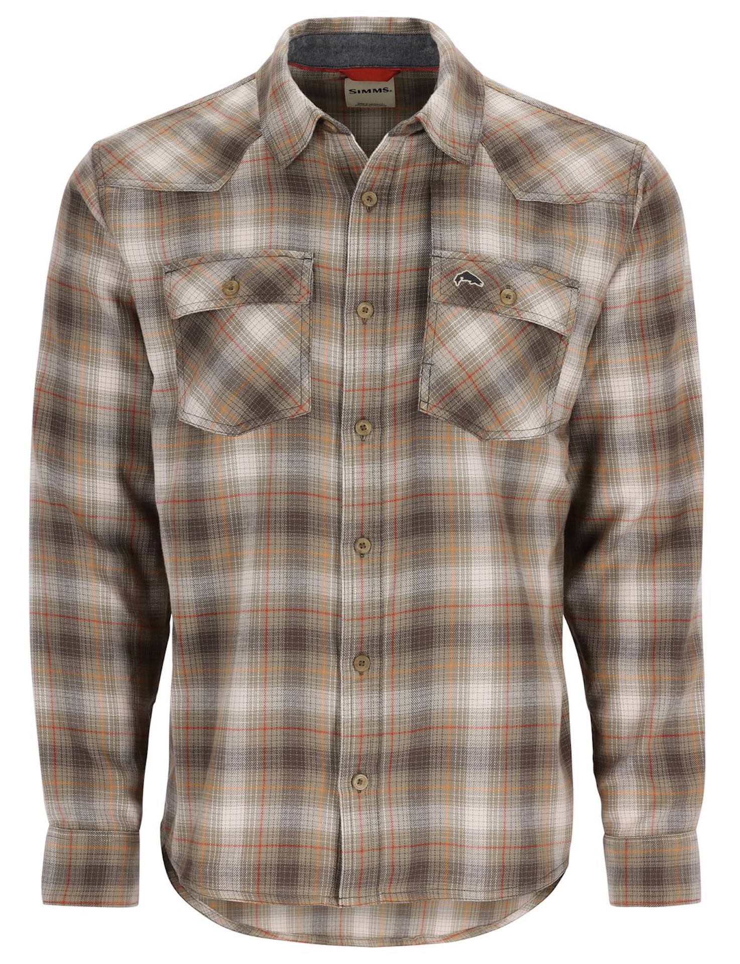 Simms Santee Flannel Shirt Hemd bayleaf/sunglow pane ombre