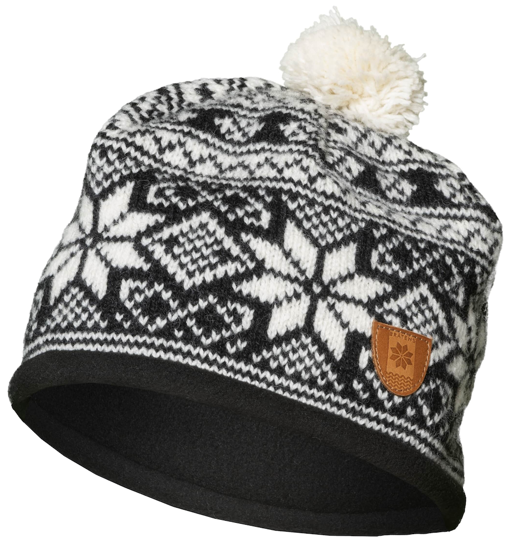 Bratens 100% Norway SNØSTJERNE HAT ONE-SIZE black & white Mütze extra warm