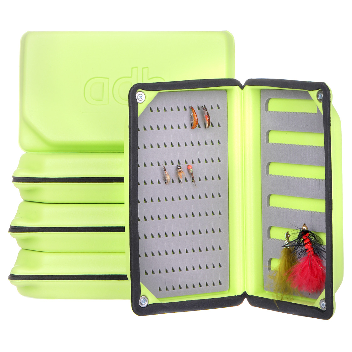 adh-fishing Foam Fly Box Fliegendose Large Ultralight Rainproof chartreuse