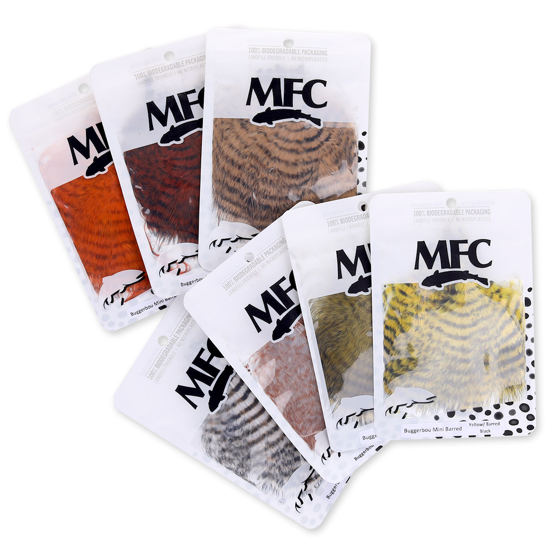 MFC Barred Buggerbou Grizzly Wooly Bugger Marabou Federn