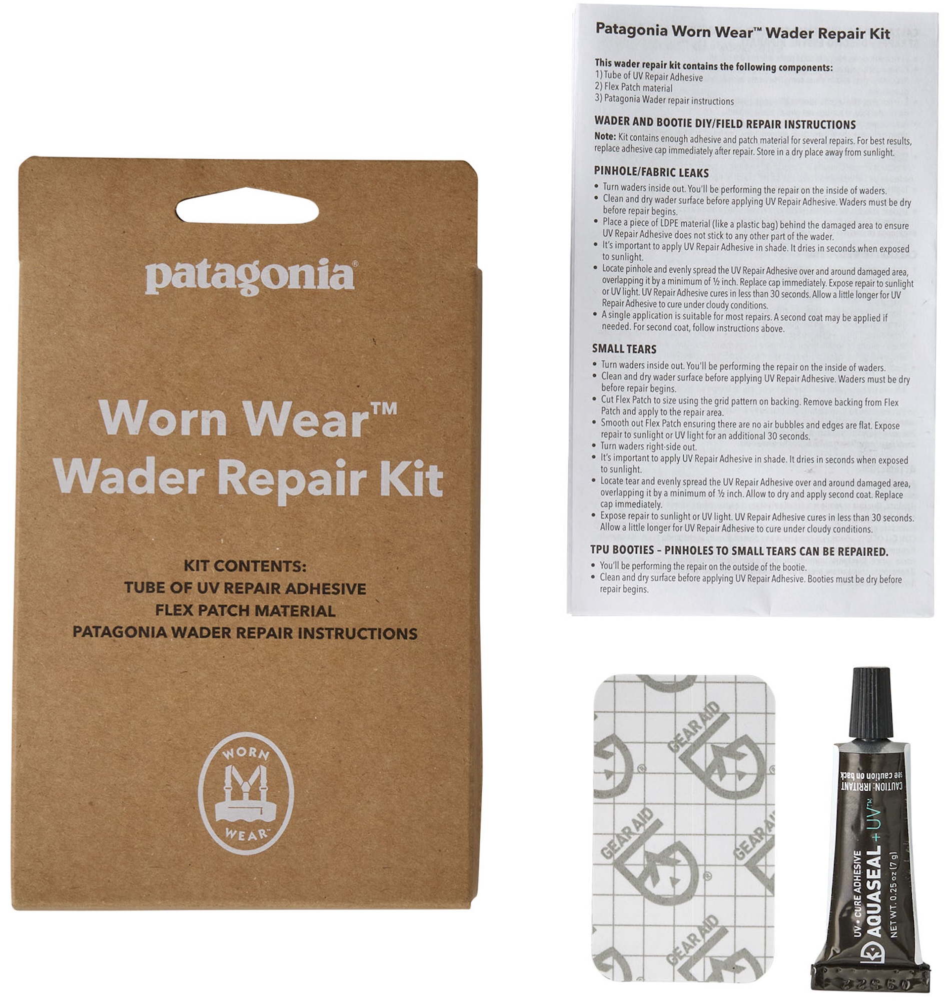 Patagonia Wader Repair Kit - Sicherheit für die Reise Reparaturset für die Wathose CLR