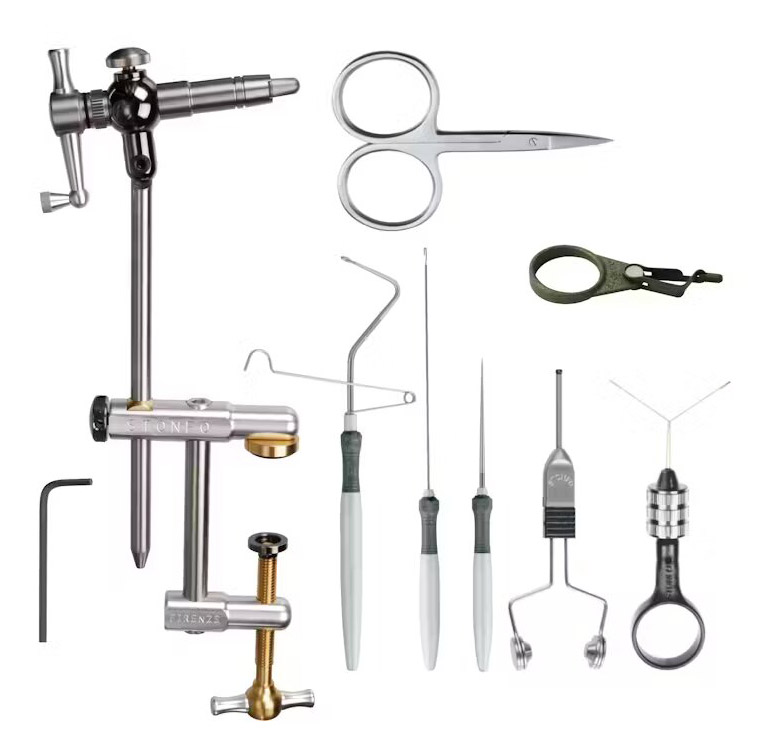 Stonfo 741 Fly Tying Kit Bindestock und Werkzeug Set in praktischer Box